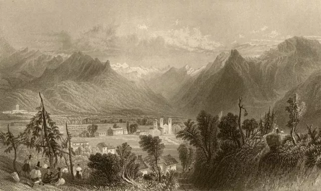 PIEDMONT/PIEMONTE. San Giovanni and Luserna. BARTLETT 1838 old antique print