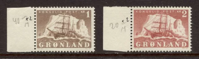 GREENLAND 1950,  POLAR SHIP "GUSTAV HOLM", Scott 36-37, MNH