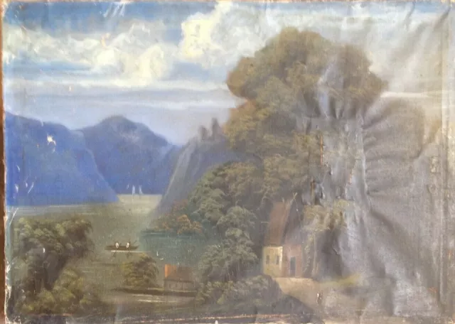 ::Romantiker Biedermeier Um 1860 Alpen Zum Restaurieren Antik Landschaft Ölbild