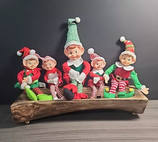 Vintage Style Pixie Elf Assorted Knee Hugger Lot Of 5 Christmas Holiday Decor