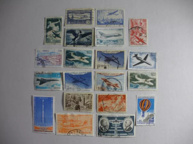 France  Lot De 20 Timbres Poste Aerienne Obliteres