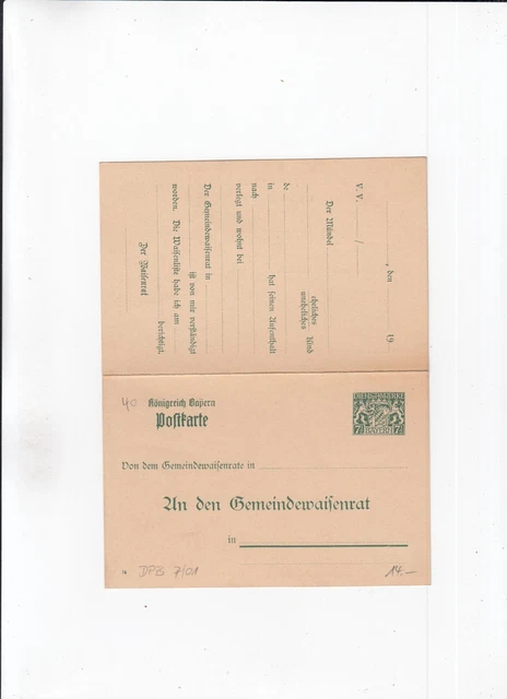 CE220/ Bayern Ganzsache 7 / 01, 02, 03 Gemeindewaisenrat DOPPELKARTE *