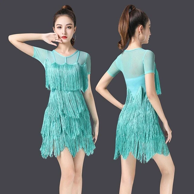 Fashion Women Tassel Latin Dance Dresses Dancing Training Costumes Dress