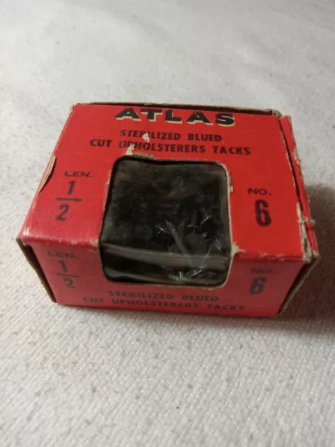 Vintage Atlas Sterilized Blued Cut Upholsterers Tacks No 6 1/2" (389)