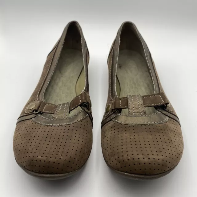 CLARKS PRIVO SHOES Womens 9.5 Brown Leather Flats Slip On Privo $29.00 ...