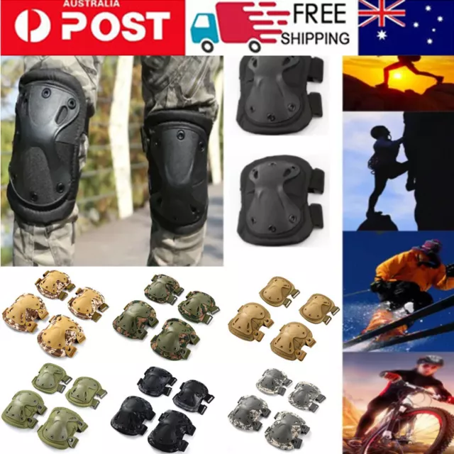 4x Tactical Military Army Elbow & Knee Pads Airsoft Paintball Protection Outdoor