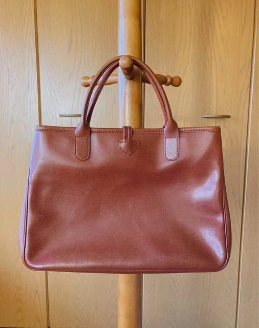 LONGCHAMP ROSEAU Brown Leather Tote bag Made in France w/dust bag 3