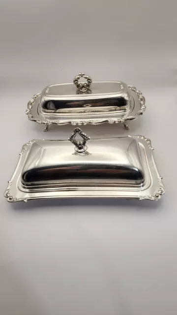 Vintage 2 Silver-Plated Butter Dish Wm Rogers  &  Crescent 79