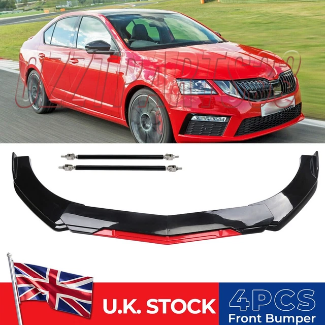 For Skoda Octavia VRS Superb Front Bumper Lip Splitter Spoiler Black Strut Rods