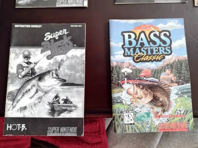 Super Nintendo SNES Manual Two Lot Bass Masters Classic + Super Black Bass OEM