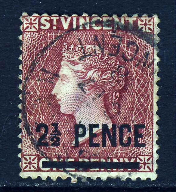 ST. VINCENT QV 1883 2½ PENCE Surcharge on 1d. Lake Wmk Crown CA P. 14 SG 40 FU