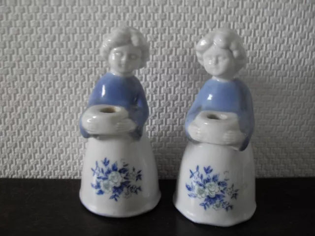 KERZENHALTER Kerzenkinder Kerzenständer Porzellan blau weiß „Lilienthal“