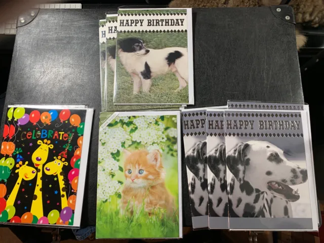 11 BIRTHDAY CARDS  JOBLOT. Dogs, Cat, Giraffe