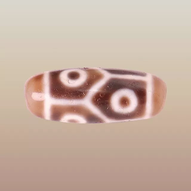 Old Ancient Tibetan 6 Eyed Agate Dzi Bead - 100% Genuine 31.2mm X 12.9mm