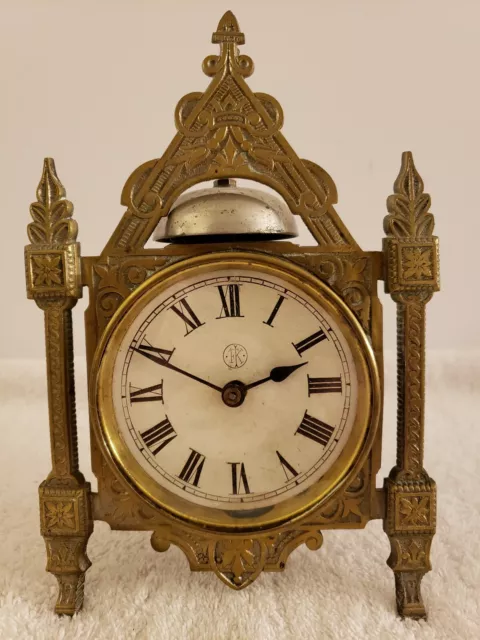 Antique Working 1878 KROEBER Victorian Gothic Cathedral Mantel Shelf Alarm Clock