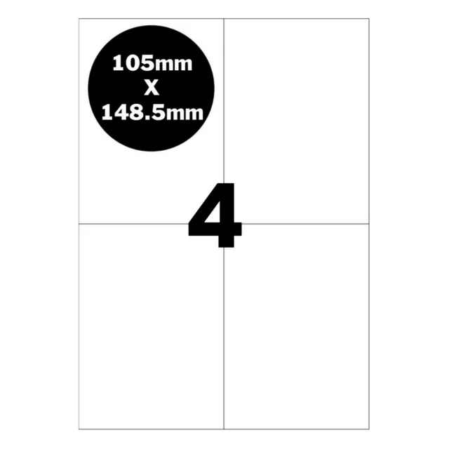 A4 Self Adhesive Labels Full Page Cut No Borders Address Sticker 4 Per Sheet