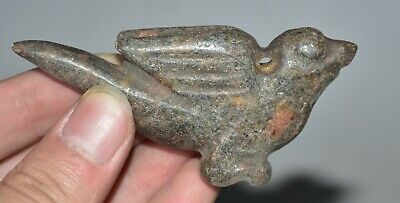 3.2" Old Hongshan Culture jade(black magnet) Carved Small Birds amulet Pendant