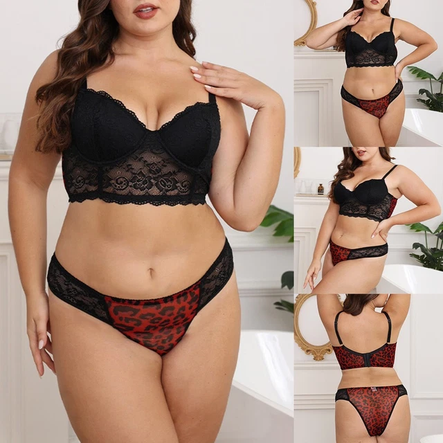 Soutien-gorge sexy + slips pour femmes lingerie léopard lingerie plus taille 2