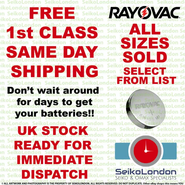 Rayovac Silver Oxide Watch Battery 1.55v ALL SIZES OF WATCH BATTERIES!!