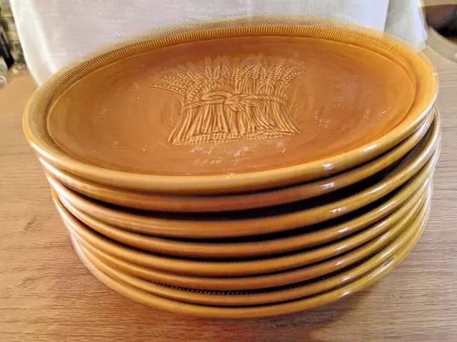 Set of Eight Franciscan Plates Wheat Golden Brown Harvest