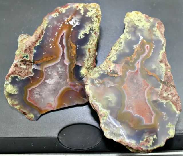 Laguna Agate Mexico 8.8oz Oranges Cut & Face Polished Glass Finish Both Halfs