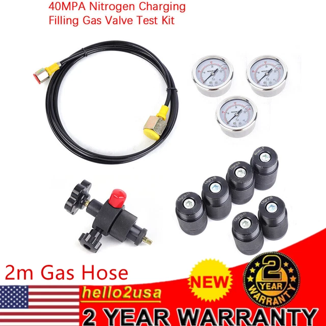 HYDRAULIC ACCUMULATOR NITROGEN Charging Gas Valve Fill Pressure Test 2M