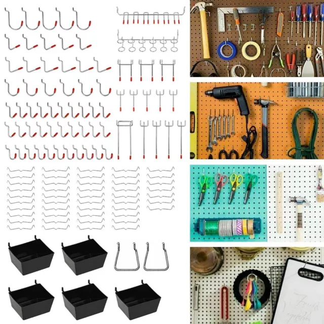 122 Stück Einfachhaken Lochwandhaken Werkzeugwand Werkstattwand Metall Haken Set