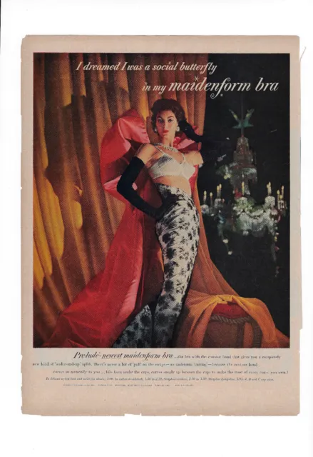 Vintage Bra Ad 1950s Lingerie Magazine Print Advertisement Maidenform Fashion