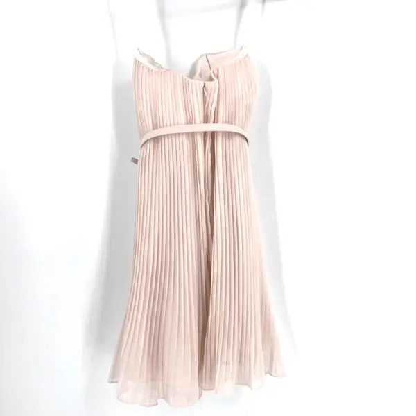 NWT French Connection Shelby Womens Pleated Belted Summer Dress Pale Pink Size 2 3