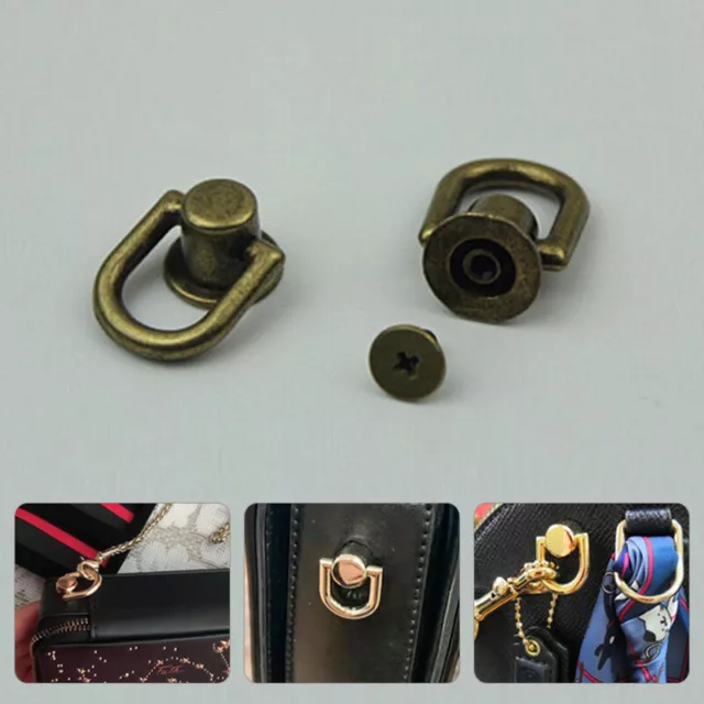 Metal Hang Buckle Bag Round Strap Connector Ring Stud Side Clip DIY Screw Nail