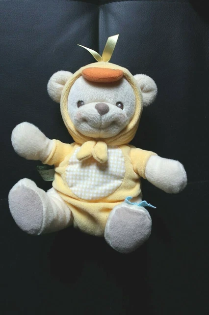 Doudou ours deguise jaune  nature bearries FISHER PRICE papillon bleu vichy 20cm