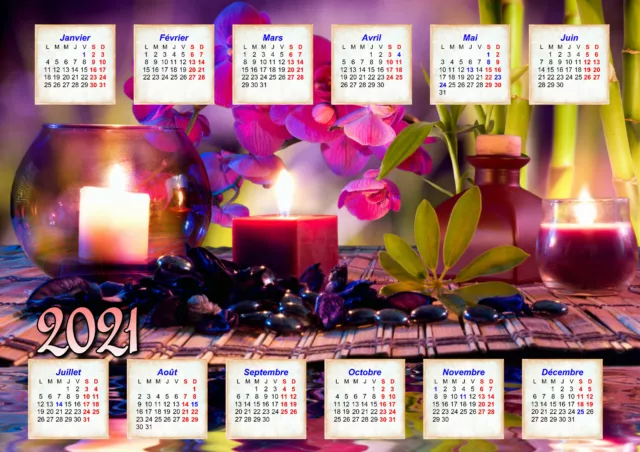 calendrier 2024 zen paysage roseaux affiche plastifiée 30 x 40 cm réf 186