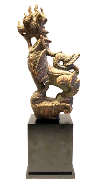 Burmese antique Chinthe mythological figure wood statue 2