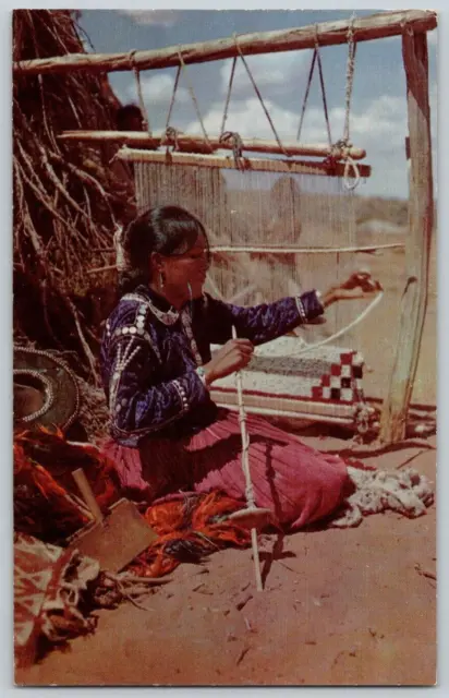 Vintage Postcard~ A Navajo Rug Weaver~  Native Americana