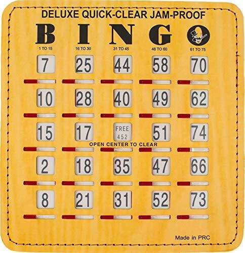 Jam-Proof Quick-Clear Large Print Fingertip Stitched Slide Bingo 50 Cards