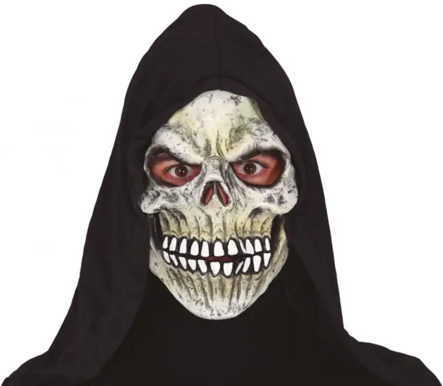 Maschera scheletro teschio in pvc con cappuccio