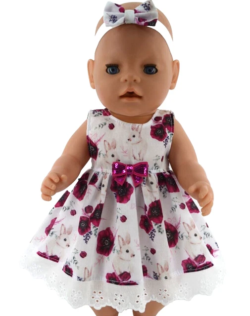 Dolls clothes for 17"Baby Born/18"American Girl/Luvabella PATTERN DRESS~HEADBAND