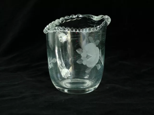 Antik Art Déco Pressglas Sahnegießer Milch Kännchen Glas Rose
