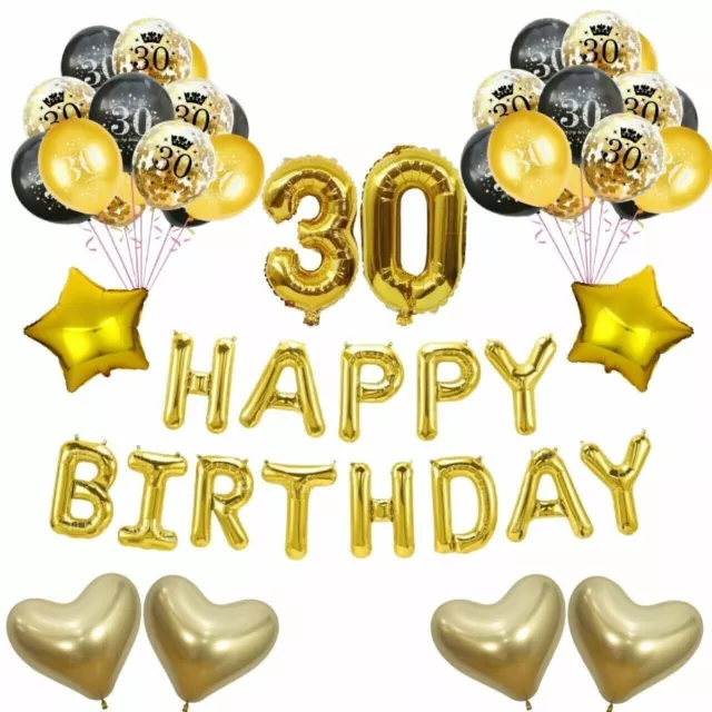 Banner Oro Happy Birthday Bunting Balloncini Foil Età 18° Decorazione Festa in lattice