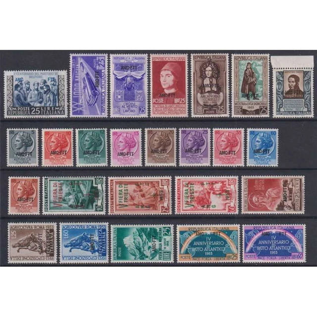 Trieste Zone A 1953 Year Complete 25 Values G.I MNH Set