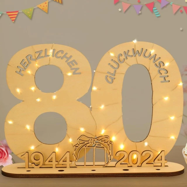 Regalo 60° Compleanno Con Catena LED - Libro Ospiti In Legno Personalizzabile Per Denaro O Benedizioni - Foto 12