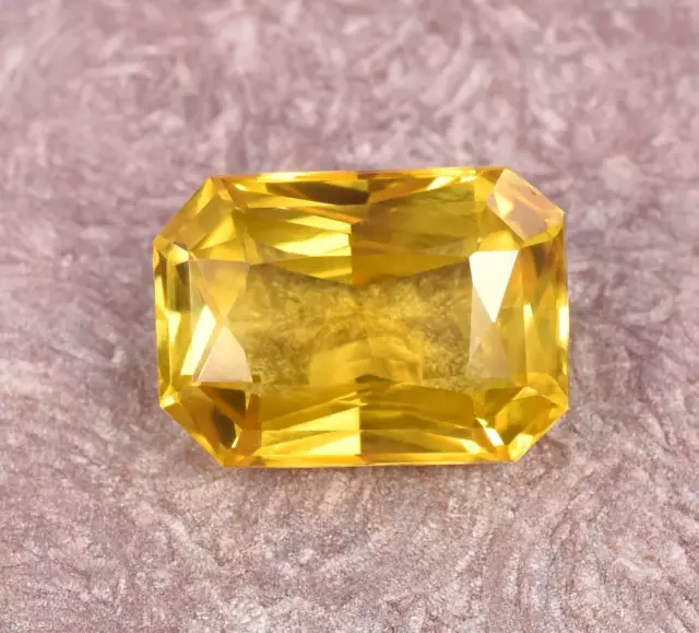 AAA+ 10.45 Ct GIE Certified Natural Yellow Sapphire Emerald Cut Loose Gemstone