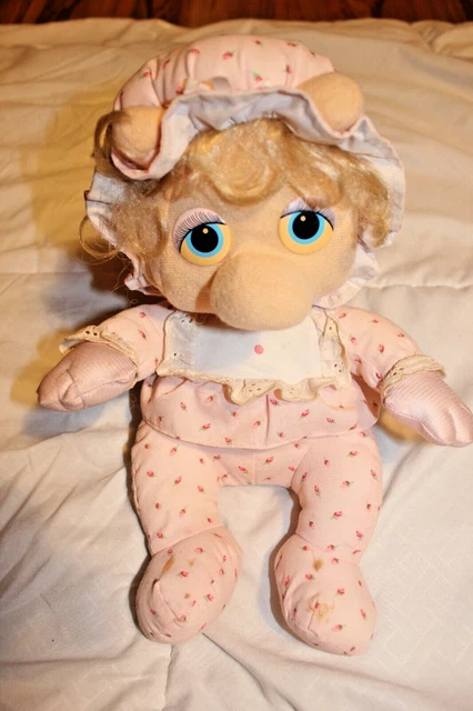 Vtg Pampers Hasbro Softies 12" Baby Miss Piggy 1984 Henson Muppet Bonnet Plush
