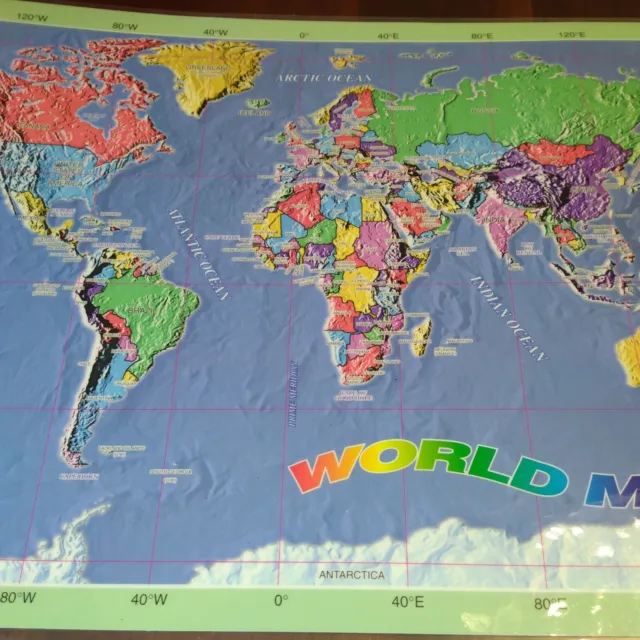 Facts About Our World Laminated Placemat Map Education Homeschool 17x12" poster