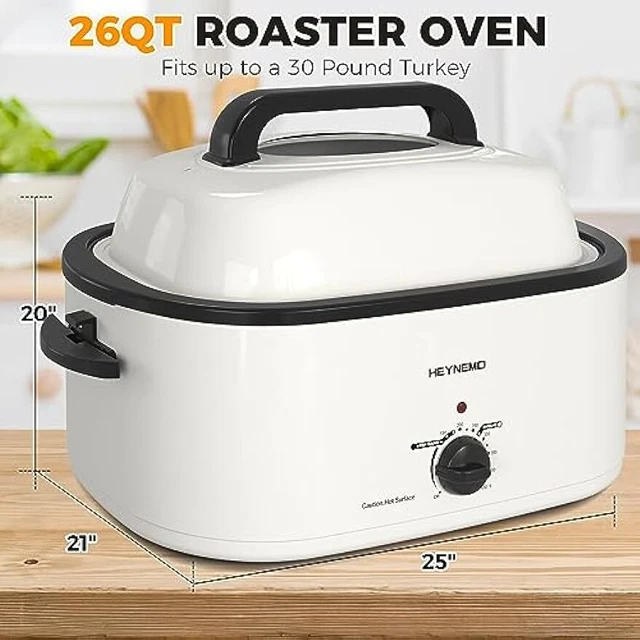 26 QUART ELECTRIC Roaster Oven w/ Visible & Self Basting Lid Turkey