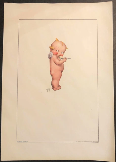 Vintage Original 1920's KEWPIE SIGNED ROSE O'NEILL Art Lithograph Ad Print