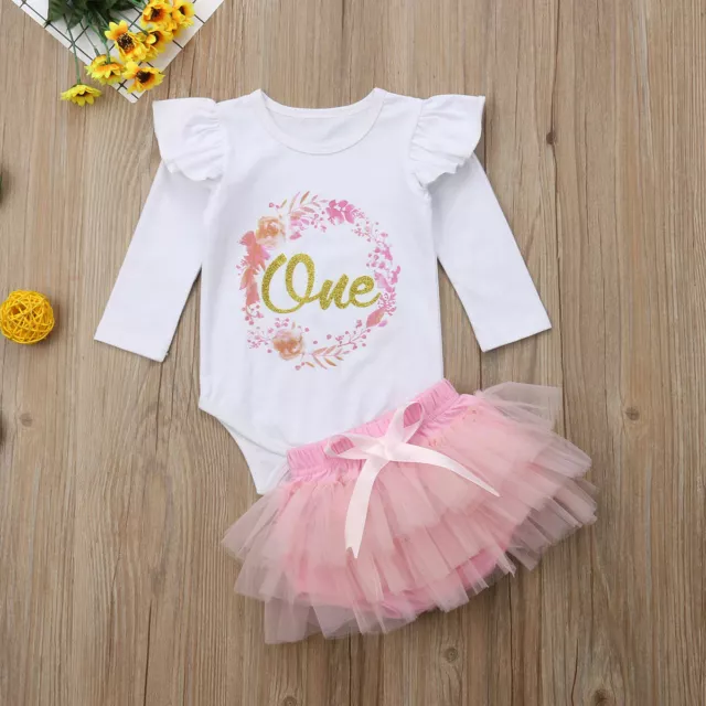 Baby Girl First 1st Birthday Romper Tutu Skirt Dress Pricess Party Cute Outfit
