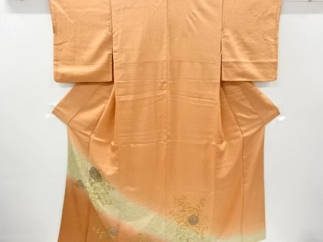 42864# Japanese Kimono / Vintage Homongi Kimono / Embroidery / Flower Roundel