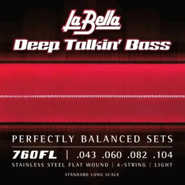 La Bella 760FL Deep Talkin' Bass Flat Wound Light Electric Bass Strings 43-104