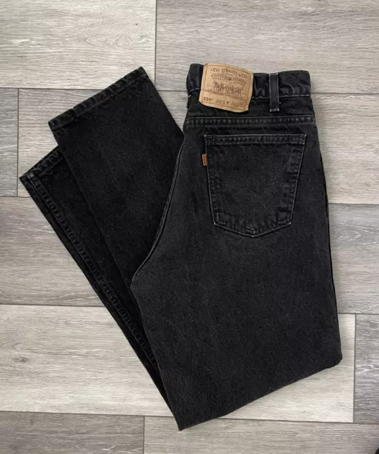 Vtg 90s USA Made Levi’s 550 Faded Black Relaxed Fit Tapered Jeans 33Wx30L Actual